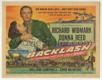 5r008 BACKLASH TC 1956 Richard Widmark knew Donna Reed's lips but not her name, Reynold Brown art!