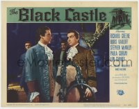 5r265 BLACK CASTLE LC #6 1952 Richard Greene looks at Stephen McNally wearing eyepatch!