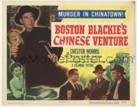5r019 BOSTON BLACKIE'S CHINESE VENTURE TC 1949 Chester Morris holding Asian mask & hatchet!