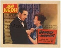 5r288 BOWERY AT MIDNIGHT LC R1949 close up of creepy Bela Lugosi grabbing woman's pearl necklace!