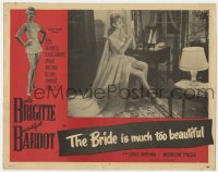 5r291 BRIDE IS MUCH TOO BEAUTIFUL LC 1958 full-length sexy Brigitte Bardot doing her makeup!