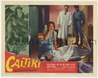 5r316 CALTIKI THE IMMORTAL MONSTER LC #3 1960 doctor & soldier watch scared woman by fallen nurse!