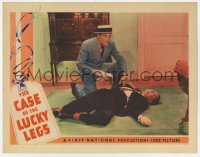5r322 CASE OF THE LUCKY LEGS LC 1935 Warren William as Perry Mason kneeling by murder victim, rare!