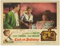 5r324 CASH ON DELIVERY LC #7 1956 Peggy Cummins in bed smiles at Shelley Winters & John Gregson!