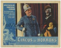5r345 CIRCUS OF HORRORS LC #2 1960 close up of two guys in clown costumes, English horror!