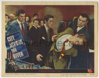 5r347 CITY ACROSS THE RIVER LC #7 1949 Tony Curtis watches Stephen McNally grab Richard Jaeckel!