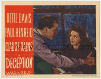5r421 DECEPTION LC #8 1946 great close up of Paul Henreid holding Bette Davis with those eyes!