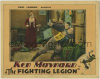 5r474 FIGHTING LEGION LC 1930 great image of Ken Maynard protecting Dorothy Dwan from bad guy!