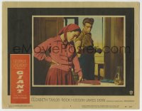 5r506 GIANT LC #3 1956 James Dean watches Elizabeth Taylor looking at desk from across the room!