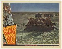 5r528 GUNG HO LC 1943 Randolph Scott & other World War II Marines in rafts rowing for the beach!
