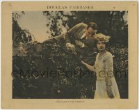 5r551 HIS MAJESTY THE AMERICAN LC 1919 Douglas Fairbanks on wall smiling at pretty Marjorie Daw!