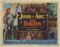 5r074 JOAN OF ARC TC 1948 Ingrid Bergman & Ward Bond in full armor & Bergman on horse with sword!