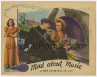 5r643 MAD ABOUT MUSIC LC 1938 pretty Deanna Durbin looks at Christian Rub driving her buggy!
