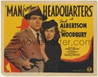 5r093 MAN FROM HEADQUARTERS TC 1942 Frank Albertson with gun protecting pretty Joan Woodbury!