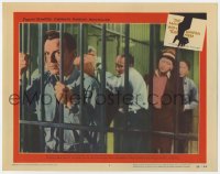 5r657 MAN WITH THE GOLDEN ARM LC #5 1956 c/u of junkie Frank Sinatra in jail cell, Otto Preminger!