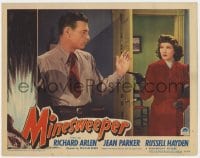 5r672 MINESWEEPER LC #5 1943 close up of Jean Parker holding Richard Arlen at gunpoint!