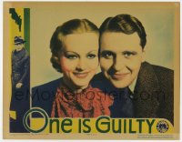 5r710 ONE IS GUILTY LC 1934 close portrait of detective Ralph Bellamy & pretty Shirley Grey!