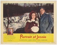 5r739 PORTRAIT OF JENNIE LC #4 1949 Jennifer Jones & Joseph Cotten by ice skaters in Central Park!