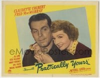 5r740 PRACTICALLY YOURS LC #5 1944 best c/u of Claudette Colbert & Air Force pilot Fred MacMurray!