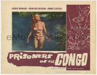 5r748 PRISONERS OF THE CONGO LC #5 1960 c/u of sexy Francoise Rasquin wearing bikini in river!