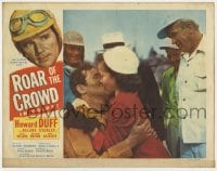 5r780 ROAR OF THE CROWD LC 1953 c/u of race car driver Howard Duff & Helene Stanley kissing!
