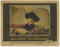 5r798 SEARCHERS LC #4 1956 best close up of John Wayne with hands on horse, John Ford classic!