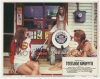 5r884 TEENAGE GRAFFITI LC #8 1977 three sexy teen girls hanging out in front of general store!