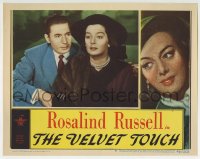 5r943 VELVET TOUCH LC #5 1948 close up of Leo Genn staring at Rosalind Russell from behind!