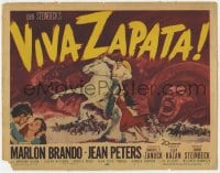 5r152 VIVA ZAPATA TC 1952 art of Marlon Brando, Jean Peters & Anthony Quinn, John Steinbeck!