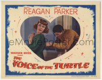 5r949 VOICE OF THE TURTLE LC #7 1948 Ronald Reagan helps Eleanor Parker zip up her dress!