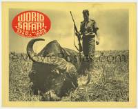 5r987 WORLD SAFARI LC 1970 big game hunter standing over enormous water buffalo he just shot!