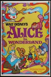 5s025 ALICE IN WONDERLAND 1sh R1981 Walt Disney Lewis Carroll classic, cool psychedelic art