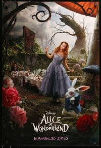 5s024 ALICE IN WONDERLAND teaser DS 1sh 2010 Tim Burton, Mia Wasikowska in title role as Alice!