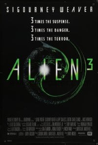 5s027 ALIEN 3 1sh 1992 Sigourney Weaver, David Fincher, 3 times the danger, 3 times the terror!