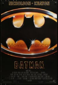 5s070 BATMAN 1sh 1989 directed by Tim Burton, cool image of Bat logo, new credit design!
