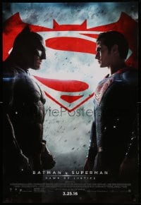 5s082 BATMAN V SUPERMAN advance DS 1sh 2016 Ben Affleck and Henry Cavill in title roles facing off!