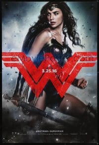 5s086 BATMAN V SUPERMAN teaser DS 1sh 2016 great image of sexiest Gal Gadot as Wonder Woman!