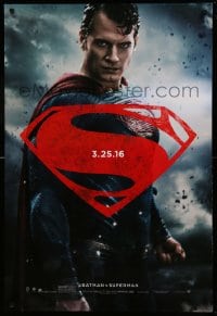 5s087 BATMAN V SUPERMAN teaser DS 1sh 2016 waist-high image of Henry Cavill in title role!