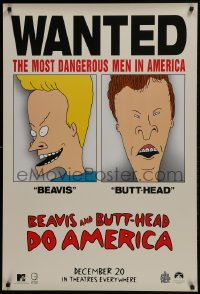 5s095 BEAVIS & BUTT-HEAD DO AMERICA teaser 1sh 1996 Mike Judge, most dangerous men in America!
