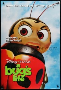 5s153 BUG'S LIFE teaser DS 1sh 1998 Walt Disney Pixar CG cartoon, c/u ladybug!