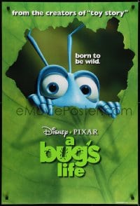 5s152 BUG'S LIFE teaser DS 1sh 1998 Disney, Pixar, close-up of ant peeking through leaf!