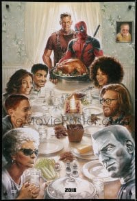 5s240 DEADPOOL 2 style A teaser DS 1sh 2018 wacky parody art of Norman Rockwell's Freedom from Want!
