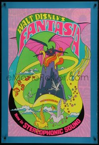5s297 FANTASIA 1sh R1970 Disney classic musical, great psychedelic fantasy artwork!