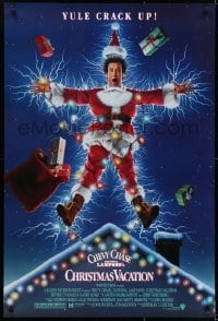 5s609 NATIONAL LAMPOON'S CHRISTMAS VACATION DS 1sh 1989 Consani art of Chevy Chase, yule crack up!
