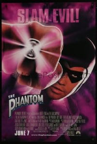 5s647 PHANTOM advance 1sh 1996 Lee Falk, masked hero Billy Zane in the title role, slam evil!