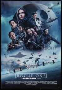 5s732 ROGUE ONE int'l advance DS 1sh 2016 Star Wars Story, cast montage, Death Star, white title!