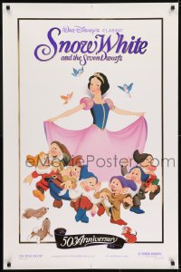 5s785 SNOW WHITE & THE SEVEN DWARFS foil 1sh R1987 Walt Disney cartoon fantasy classic!