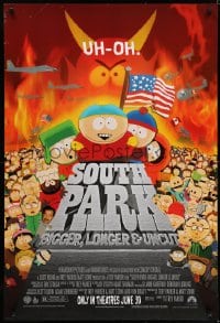 5s796 SOUTH PARK: BIGGER, LONGER & UNCUT advance DS 1sh 1999 Parker & Stone animated musical!