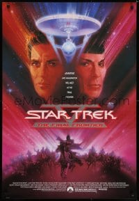 5s816 STAR TREK V 1sh 1989 The Final Frontier, art of William Shatner & Leonard Nimoy by Bob Peak!