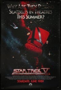5s817 STAR TREK V foil advance 1sh 1989 The Final Frontier, image of theater chair w/seatbelt!